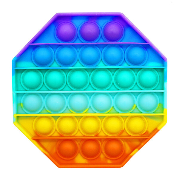 Игрушка-антистресс силиконовая "POP-IT" восьмиугольник,12,5х12,5 см. цв.радуга