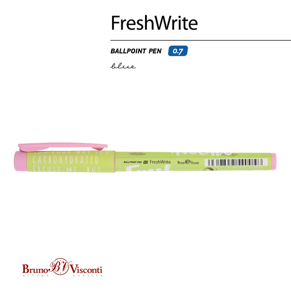 Ручка шариковая 0,7 мм "FreshWrite. Авокадо и Пончик" СИНЯЯ