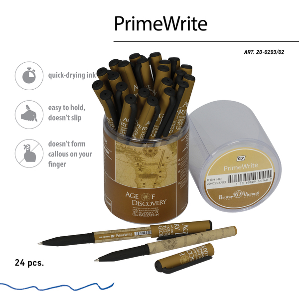 Ручка шариковая 0,7 мм "PrimeWrite. Эпоха открытий. Америка" на масляной основе СИНЯЯ 