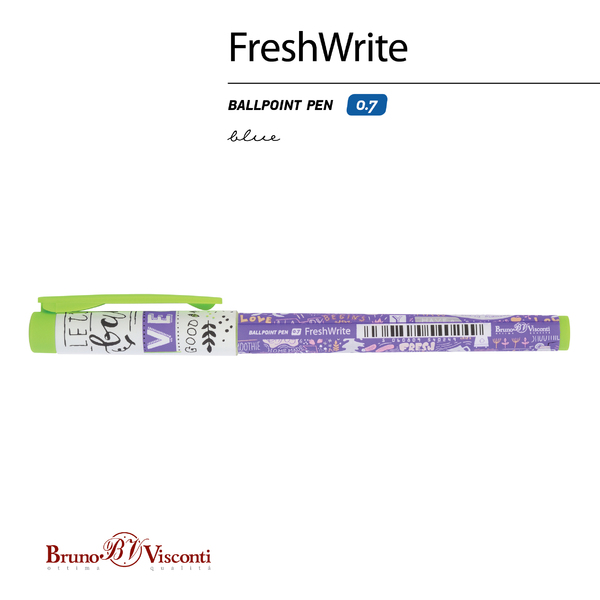 Ручка шариковая 0,7 мм "FreshWrite. Vegan. Черничный смузи" СИНЯЯ