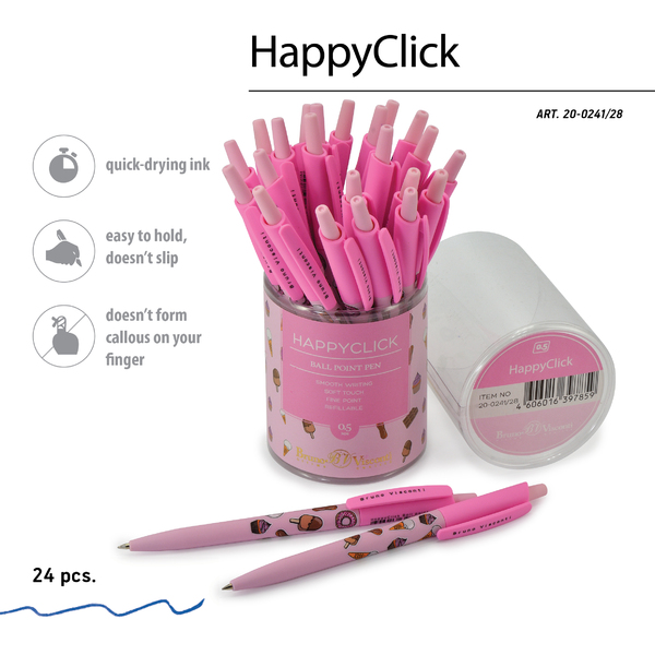 Ручка шариковая 0,5 мм "HappyClick. Пончики" СИНЯЯ