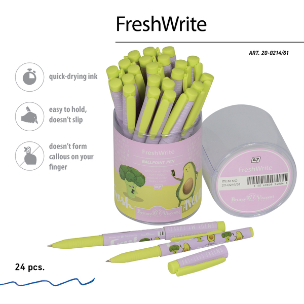 Ручка шариковая 0,7 мм "FreshWrite. Авокадо. Селфи" СИНЯЯ