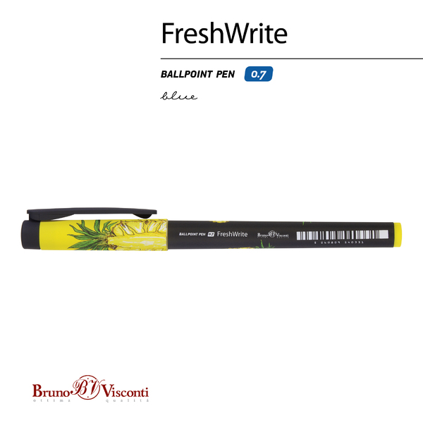 Ручка шариковая 0,7 мм "FreshWrite. Fresh & fruity. Ананас" СИНЯЯ