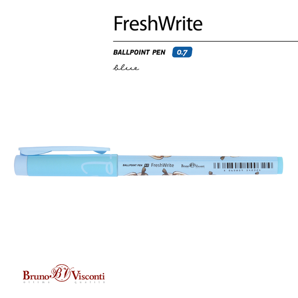 Ручка шариковая 0,5 мм "FreshWrite. Кофемания. Тирамису" СИНЯЯ