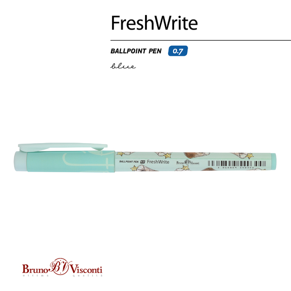 Ручка шариковая 0,7 мм "FreshWrite. Кофемания. Шоколадный коктейль" СИНЯЯ
