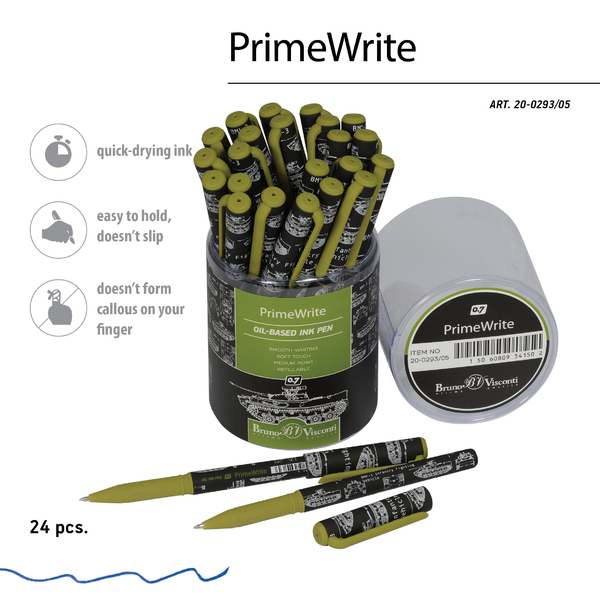 Ручка шариковая 0,7 мм "PrimeWrite. Чертежи. Танк" на масляной основе, СИНЯЯ