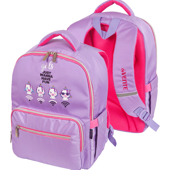 Рюкзак школьный "deVENTE. Wi-Fi Unicorn" 39x30x20 см, 700 г, текстильный, эргономичная вентилируемая