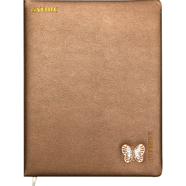 Дневник 1-11 кл. "deVENTE. Butterfly" из искусственной кожи, золотистая декоративная брошь