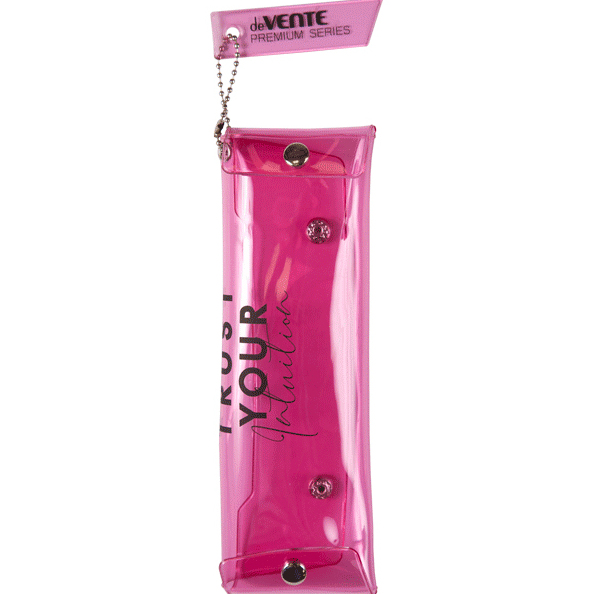 Пенал "deVENTE. Fashion" 19x6x1,5 см, плоский, плотный PVC 800 мкм, полупрозрачный розовый