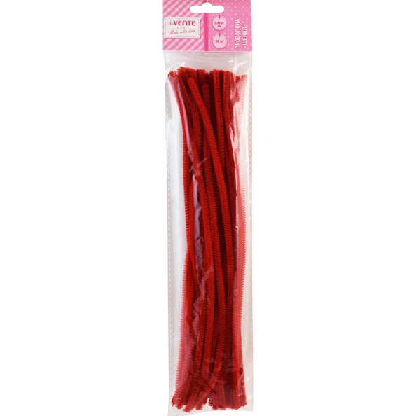 Проволока пушистая Шенил "deVENTE" 0,6x30 см, 30 шт, цвет красный, в пластиковом паке