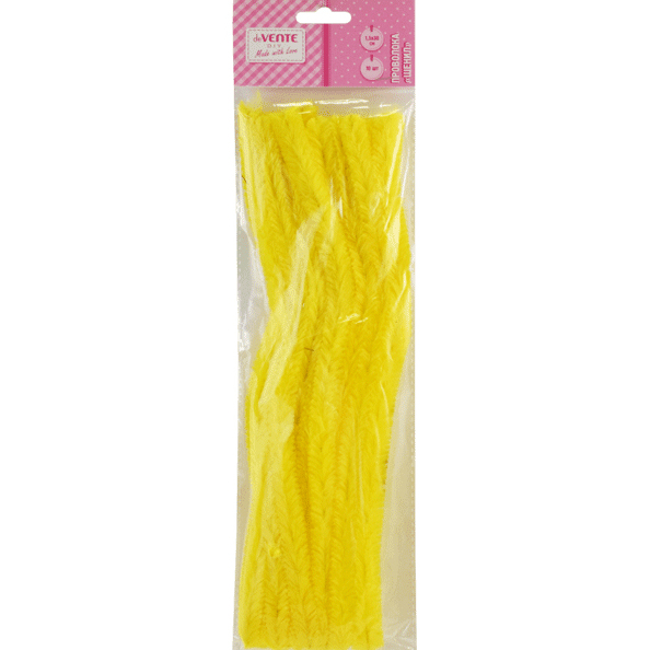 Проволока пушистая Шенил "deVENTE" 1,5x30 см, 10 шт, цвет желтый, в пластиковом пакет