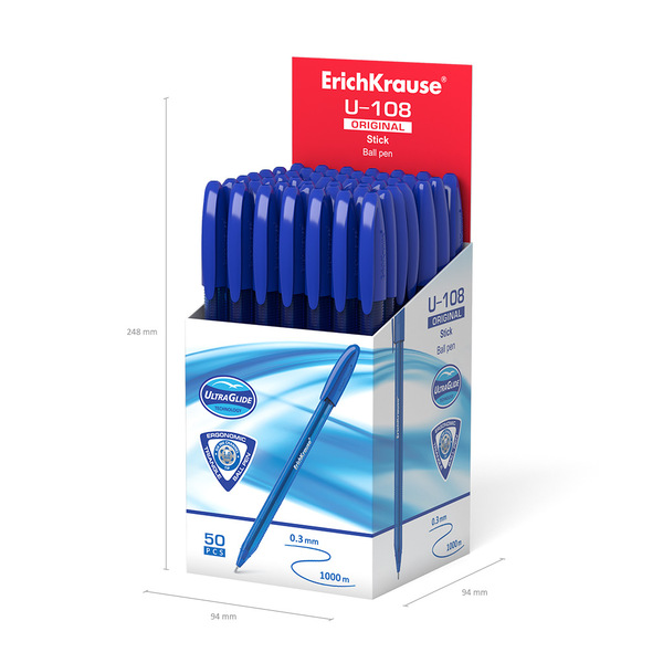 Ручка шариковая ErichKrause® U-108 Original Stick 1.0, Ultra Glide Technology, синяя
