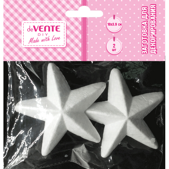 Заготовка для декорирования "deVENTE. Звезды" из пенополистирола, 100x39 мм, 2 шт, в пластиковом пак