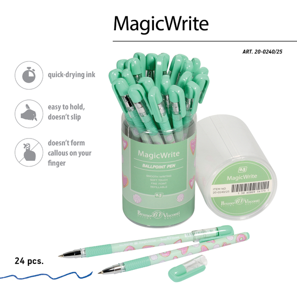 Ручка шариковая 0,5 мм "MagicWrite. Сладкое настроение. Сердечки" СИНЯЯ