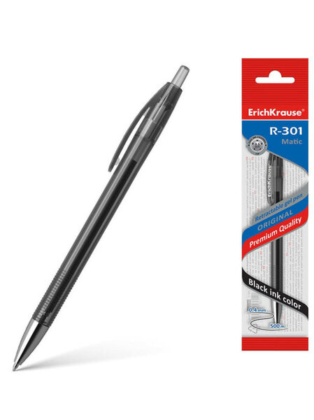 Ручка гелевая автомат. 0,5 мм ErichKrause® R-301 Original Gel Matic черная