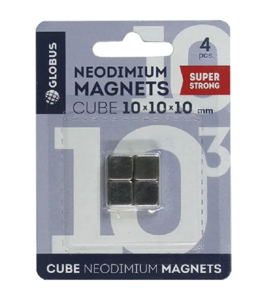 Набор магнитов неодимовых 10х10х10 мм, 4 шт. куб
