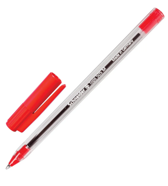 Ручка шариковая 1,0 мм Schneider "Tops 505 M" красная, прозрачный корпус