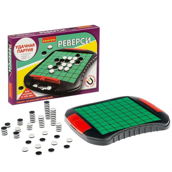 Настольная игра магнитная Удачная партия Bondibon, "Реверси", BOX 23,3×16,8×2,3 см, арт.