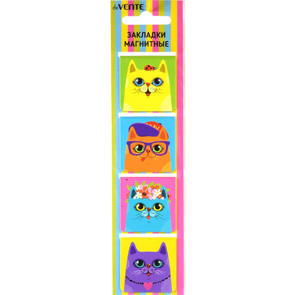 Набор закладок для книг "deVENTE. Fashion cat's" магнитных бумажных, 4 шт в блистерной упаковке
