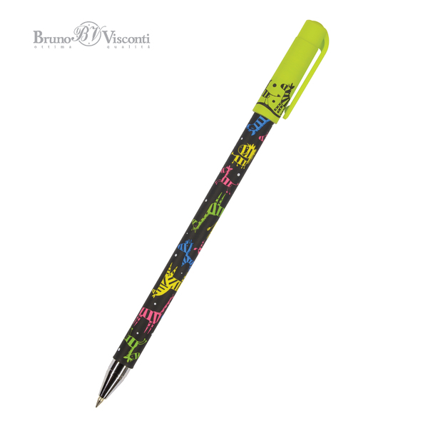 Ручка шариковая 0,5 мм "HappyWrite. Разноцветные зебры" СИНЯЯ