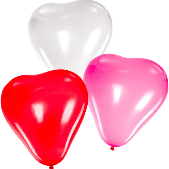 Шар 10"/25 см "deVENTE. Heart" в форме сердца, красный, розовый, белый (50 шт)