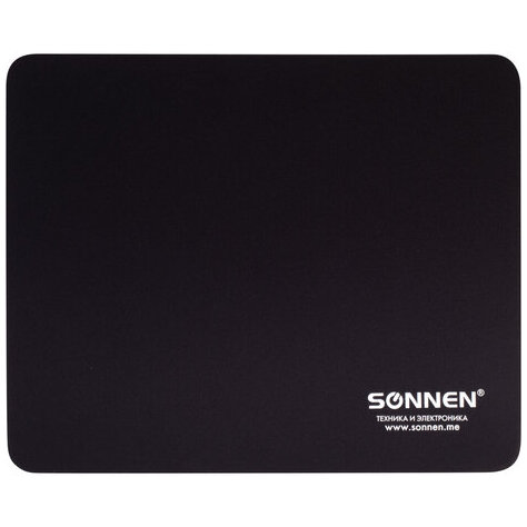 Коврик для мыши SONNEN "BLACK", резина + ткань, 220х180х3 мм