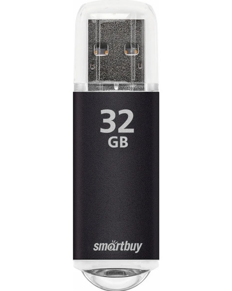 USB Флэш-драйв 32ГБ Smart Buy V-Cut, USB 2.0, металлический корпус, черный