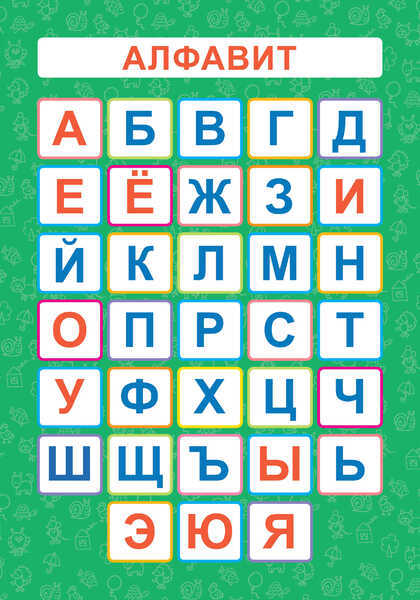 Плакат А4 "РУССКИЙ АЛФАВИТ1 л., блок - мелованный картон 190 г/м2, п