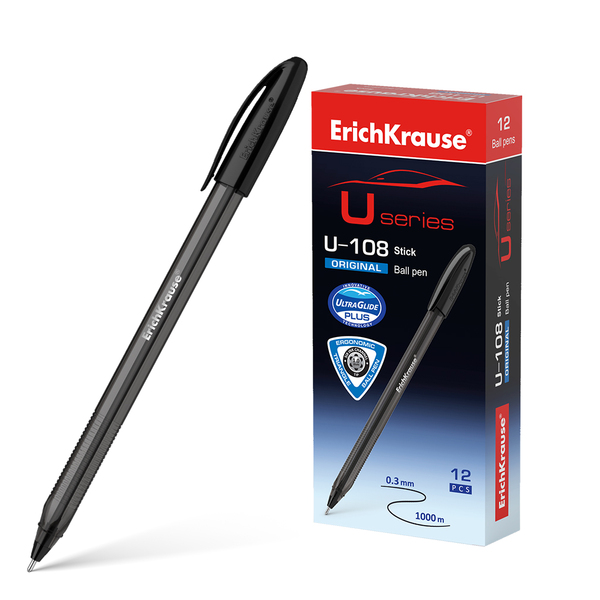Ручка шариковая ErichKrause® U-108 Original Stick 1.0, Ultra Glide Technology, черная