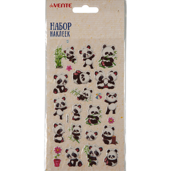 Набор наклеек для творчества "deVENTE. Panda" 16x9 см, в пластиковом пакете с блистерным подвесом