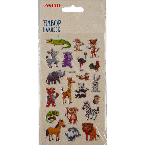 Набор наклеек для творчества "deVENTE. В мире животных" 16x9 см, в пластиковом пакете с блистерным п