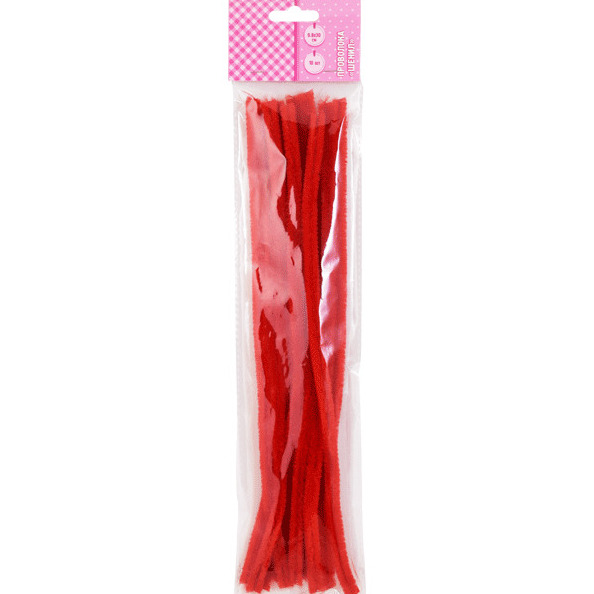 Проволока пушистая Шенил "deVENTE" 0,9x30 см, 10 шт, цвет красный, в пластиковом паке