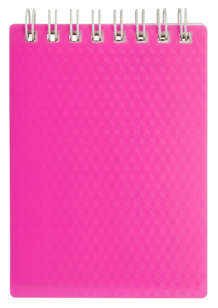 Блокнот А6 80 л. кл. Пластиковая обложка на гребне DIAMOND НЕОН-розовый