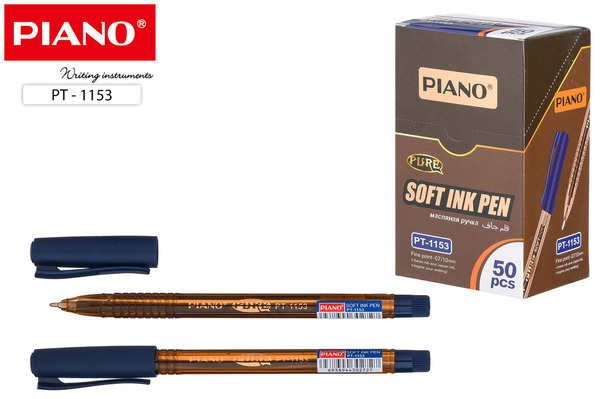 Ручка шариковая 0,7-1,0 мм "Piano PURE" на масл. основе, синяя, коричневый тонированный