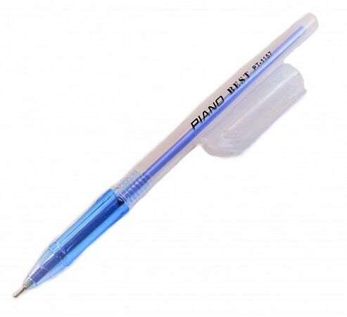 Ручка шариковая 0,5 мм "Piano BEST" СИНЯЯ на масляной основе, белый полупрозрачный корпус, синий п