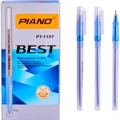 Ручка шариковая 0,5 мм "Piano BEST " на масляной основе, синяя, белый полупрозрачный корпус, синий п