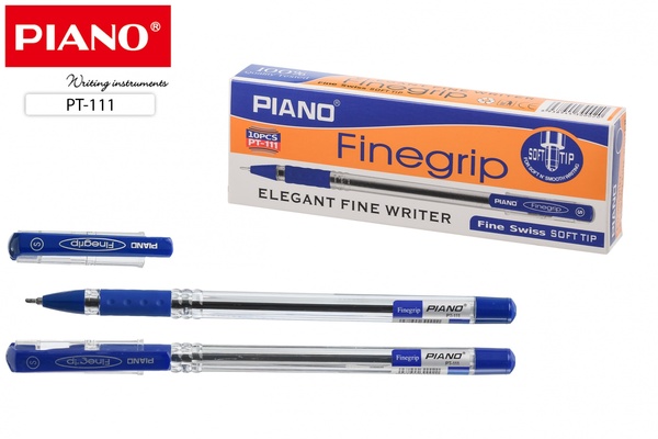 Ручка шариковая 0,5 мм "Piano Finegrip" СИНЯЯ с чернилами на масляной основе, прозрачный корпус,иго