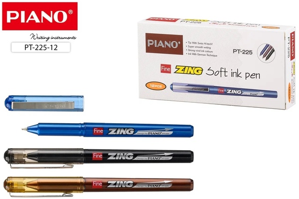 Ручка шариковая 0,7 мм "Piano Fine ZING" на масляной основе синяя, цветной корпус