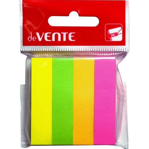 Закладки бумажные "deVENTE" 50x12 мм, 4x100 листов, 4 неоновых цвета, в блистере