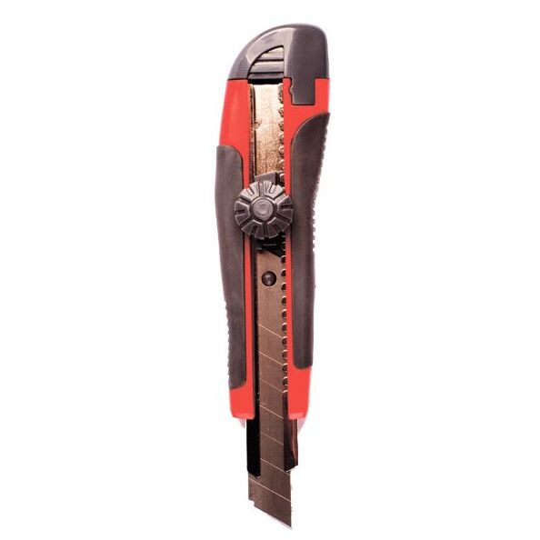 Нож канцелярский 18 мм "deVENTE" метал. направляющие, ручная блокировка лезвия, черный с красным