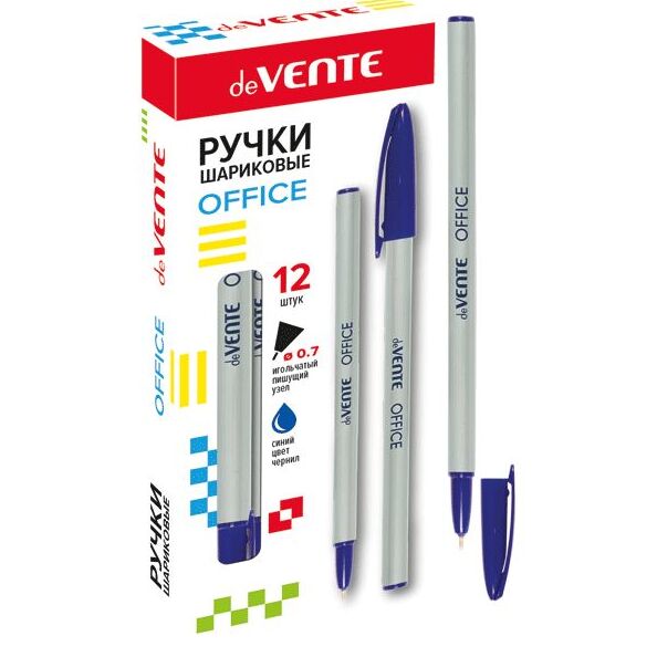 Ручка шариковая 0,7 мм "deVENTE. Office" игольчатый пишущий узел, одноразовая, синяя