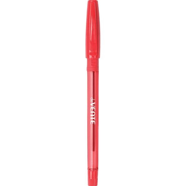 Ручка шариковая 0,7 мм "deVENTE" с полупрозр. корпусом и держателем, красная