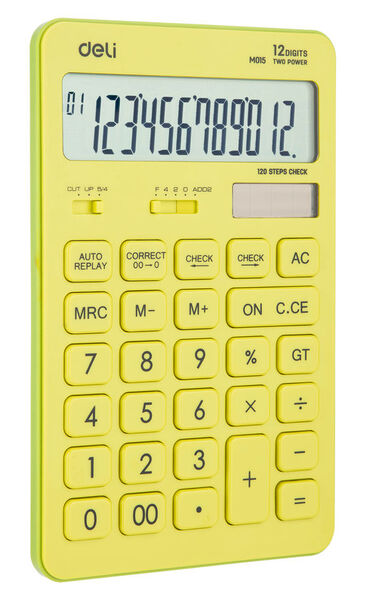 Калькулятор 12 разр., Deli Touch желтый 