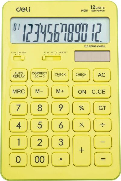 Калькулятор 12 разр., Deli Touch желтый 