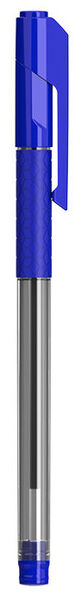 Ручка шариковая 0,7 мм Deli Arrow, СИНЯЯ, резин. манжета прозрачный/синий 