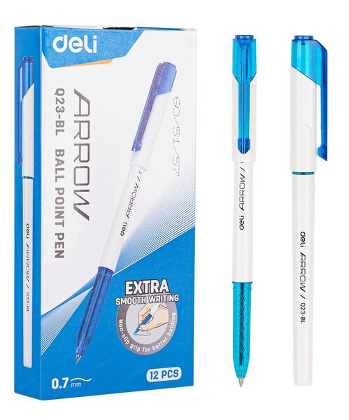 Ручка шариковая 0,7 мм Deli Arrow белый/голубой синие (1шт)
