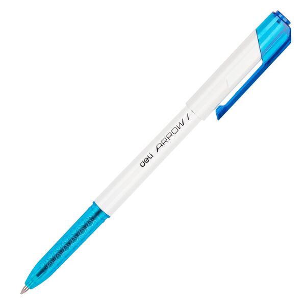 Ручка шариковая 0,7 мм Deli Arrow белый/голубой синие (1шт)