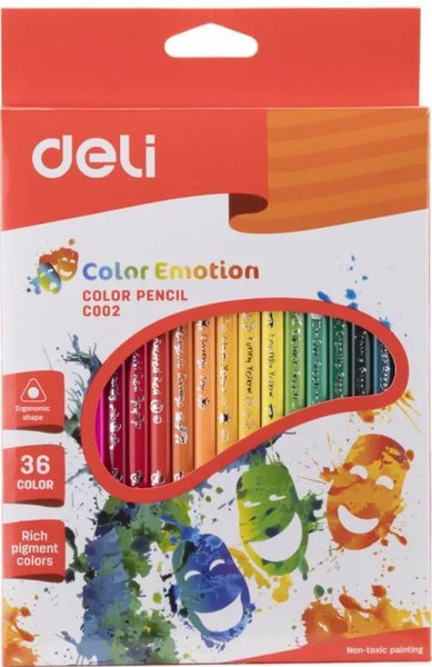 Карандаши 36 цв. Deli Color Emotion липа мет.кор.