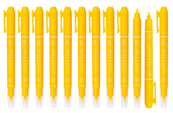 Маркер-текстовыделитель 1-4 мм Deli двойной пиш. наконечник желтый