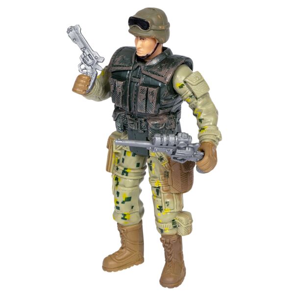 Набор "Армия" солдатик с оружием "Настоящий боец" Bondibon спецназовец, песочный. CRD 21,5x13x3